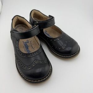 Footmate Kids Black‎ Leather Mary Jane Shoes Wingtip Arch Support Wide Size 7